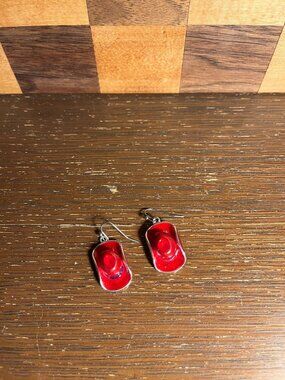 Red Enamel Cowboy Hat Earrings